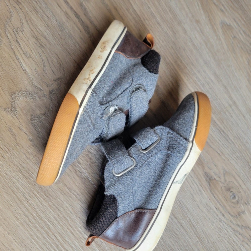 Cat & Jack Boys Sneakers 10 Grey Textile Hook and Loop High Top Casual Shoes